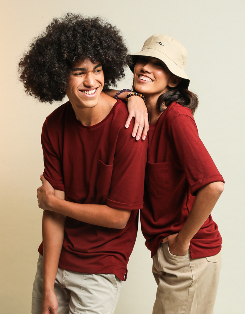 Tee-shirt bordeaux - coton bio Pima - Unisexe