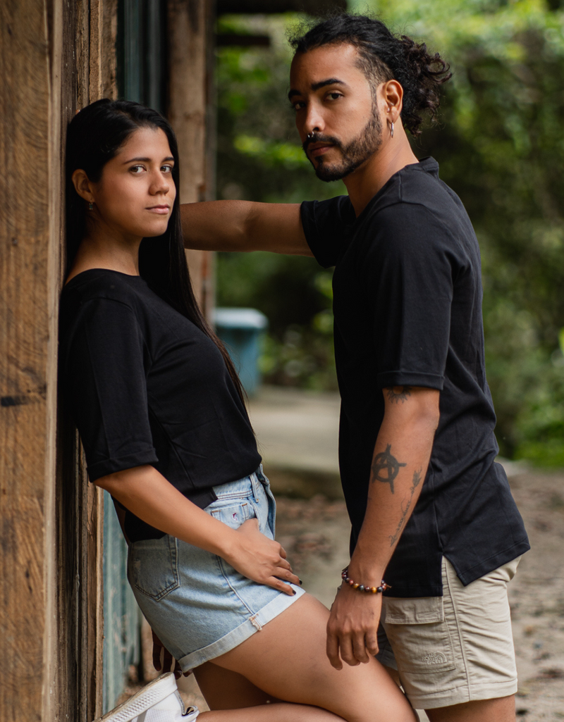 Tee-shirt Noir - coton bio Pima - Unisexe